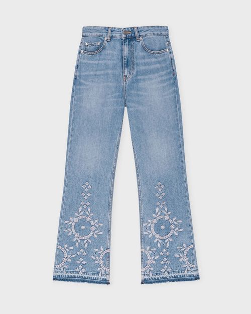 Ganni Jeans Broderie Anglaise Betzy Cropped Light blue