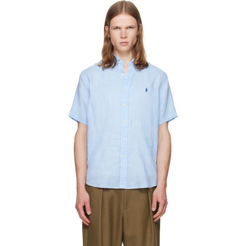 Blue Linen Short Sleeve Sport Shirt