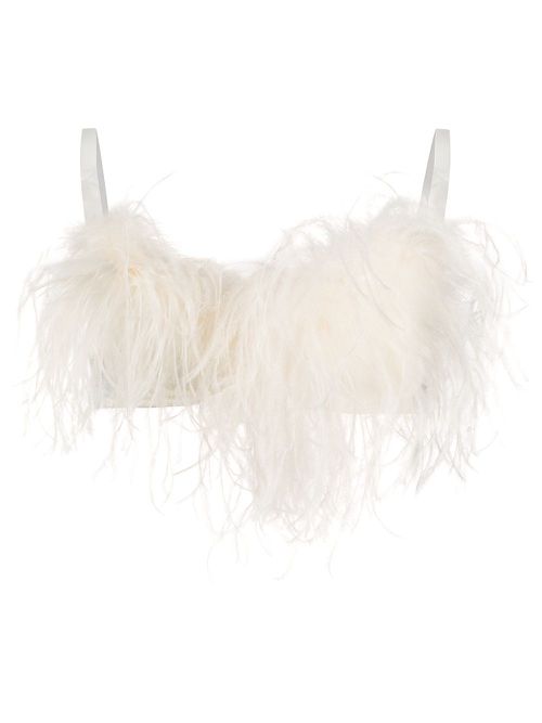 Feather-detail Esme bra - White