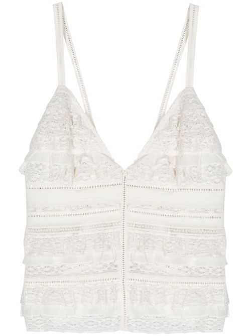 Ruffle-detail cotton top - White