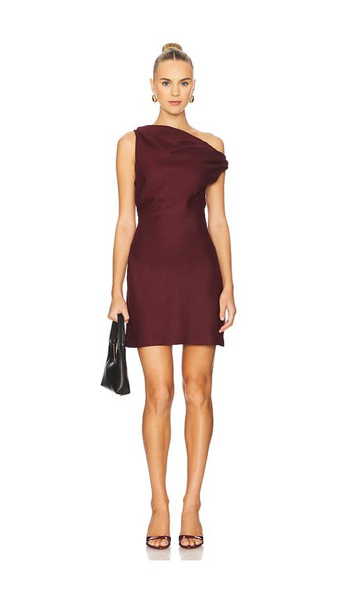 FAITHFULL THE BRAND Suis Mini Dress in Bordeaux. XL also in S, XS