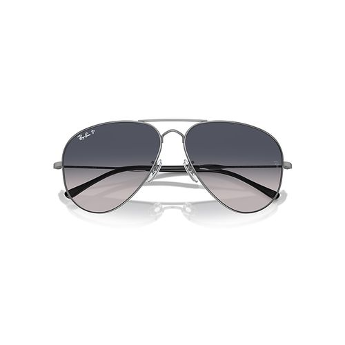 Ray-Ban Old Aviator Sunglasses Gunmetal Frame Blue Lenses Polarized 62-14