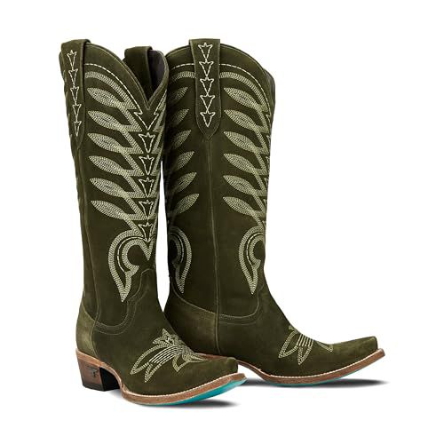 Lane Womens Squash Blossom Casual Boots Knee High Low Heel 1-2" - Green