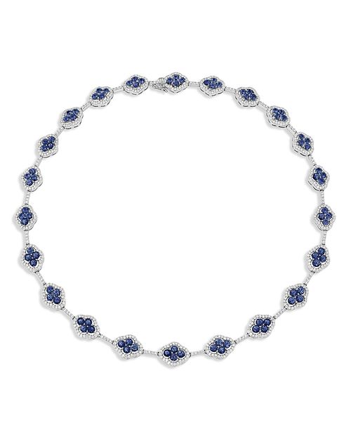 18K White Gold Diamond & Blue Sapphire Maison Necklace, 17