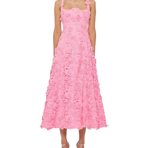 knee length dresses for ladies Leo Lin - Rayna Appliqué Floral Maxi Dress main image 0