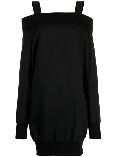 Long-sleeved wool dress - Black