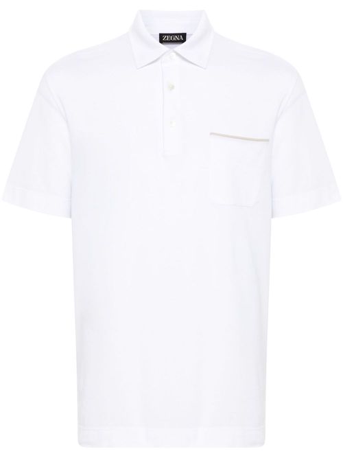 Cotton piqué polo shirt - White