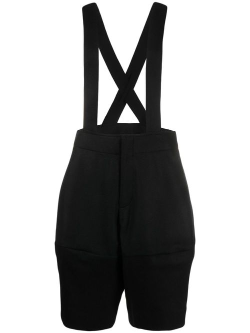 Wool suspender shorts - Black