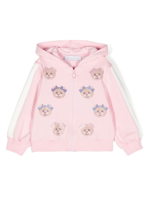 Crystal-embellished zip-up hoodie - Pink