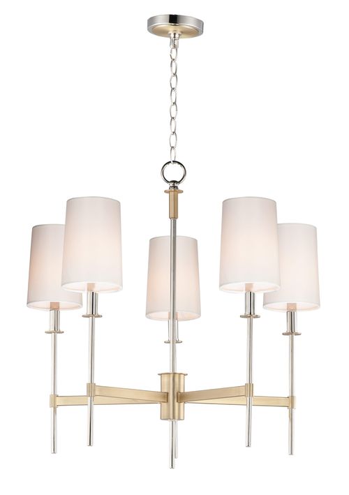 Maxim Uptown 5-Light Transitional Chandelier in Satin Brass and Polished Nicke