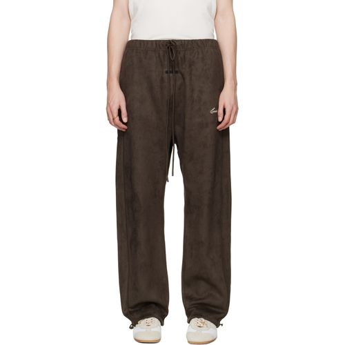 Brown Signature Relaxed Faux-Suede Track Pants