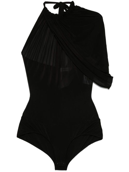 Cape-effect halterneck bodysuit - Black