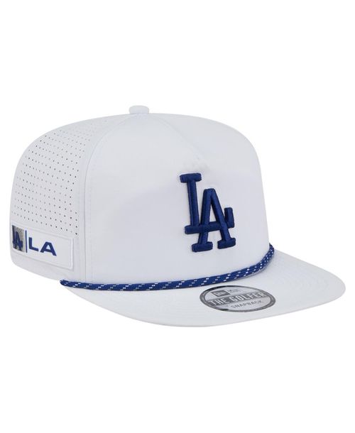 Men's White Los Angeles Dodgers Perforated Golfer Snapback Hat - White