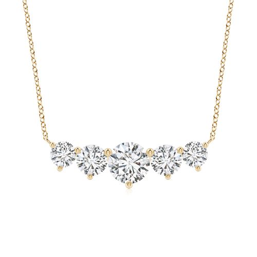 Angara 2.0 Carats Graduated Five Stone Round Diamond Necklace in 18K Yellow Gold