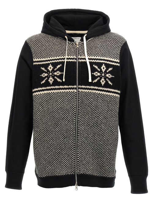 Jacquard Insert Hoodie Sweatshirt
