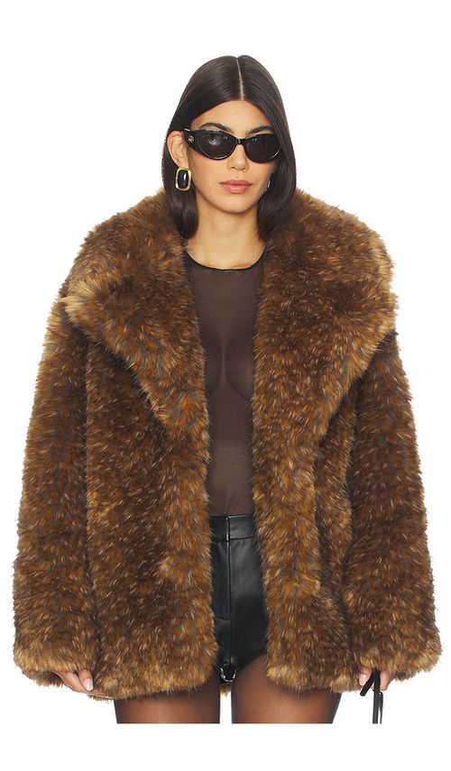 SIMONMILLER Knox Faux Fur Coat in Tawny. XL also in L, M