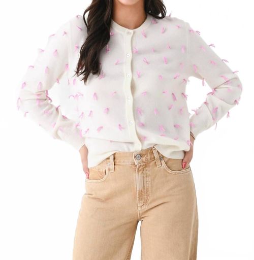 Quilt Knot Cardigan In Cream