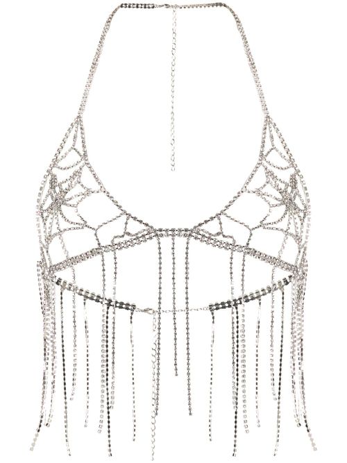 Crystal-embellished triangle-cup top - Silver