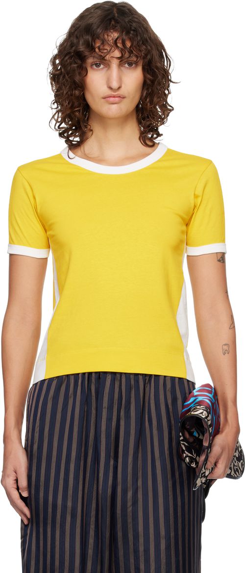 Yellow & White Fitted Contrast T-shirt