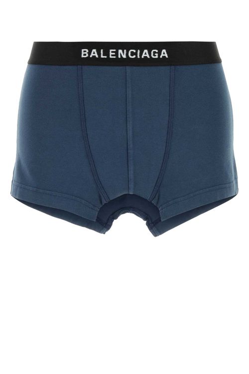 Blue Stretch Cotton Mini Skirt