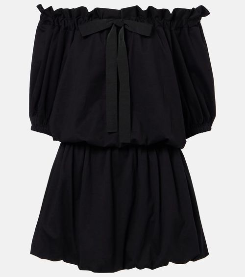 Tie-neck cotton faille minidress