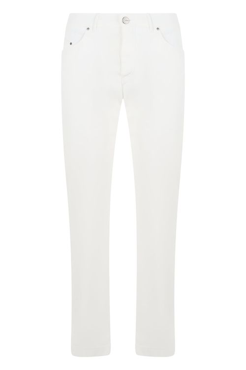 Elastic Cotton Trousers with High Waist & Side Pockets