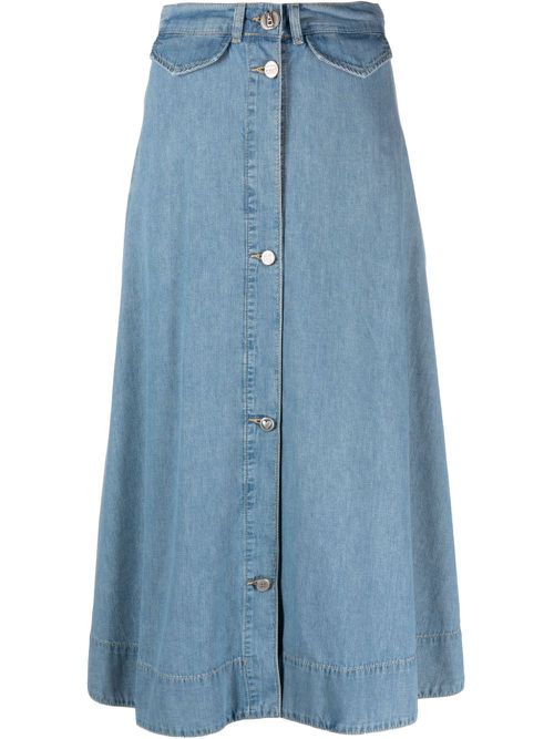 A-line buttoned denim skirt - Blue