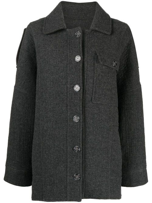 Oversized wool-blend shirt jacket - STONE