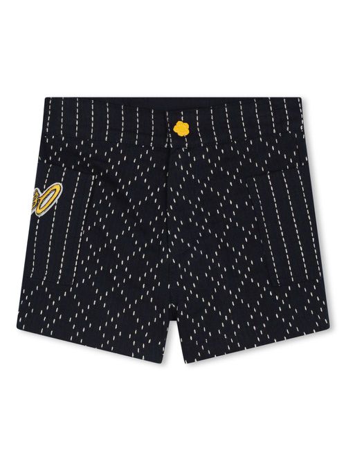 Logo-appliqué stitched mini shorts - Blue
