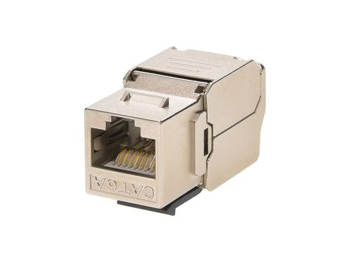 Entegrade Series Cat6/Cat6A Shielded RJ45 Dual IDC Slim Style Die Cast 180-Degree Keystone Jack for 22-24AWG Solid Wire, Silver