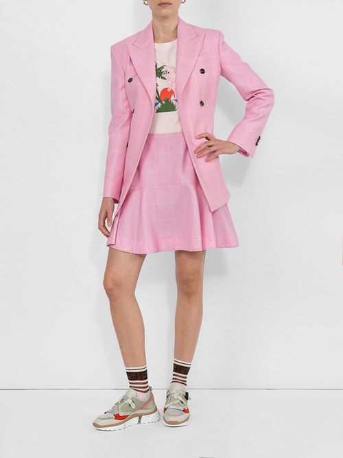 Pink Checked Mini Skirt Pink
