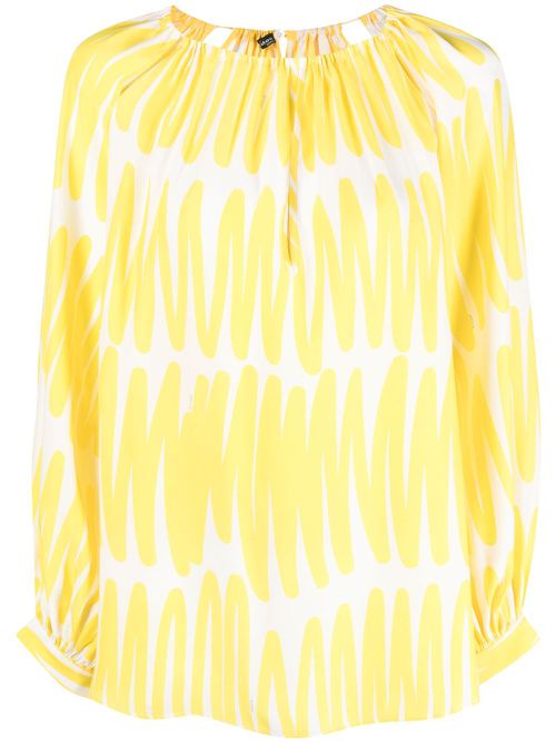 Abstract-print silk blouse - Yellow