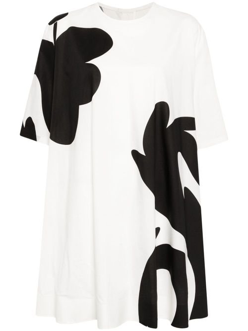 Floral-print cotton dress - White