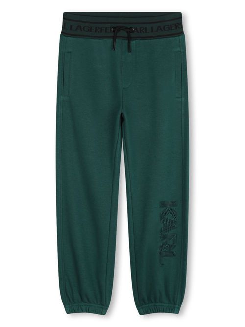 Logo embroidered drawstring trousers - Green