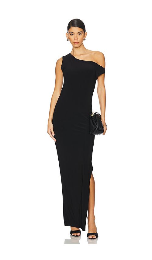 Norma Kamali FIGURBETONTES SCHULTERFREIES ABENDKLEID in Black. Größe XS. Also in L, M