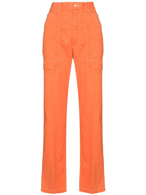 Twill straight-leg utility trousers - Orange