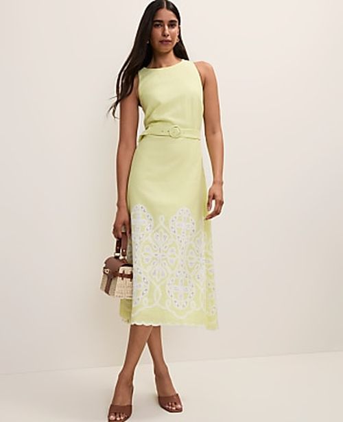 Ann Taylor Petite Eyelet Halter Midi Dress
