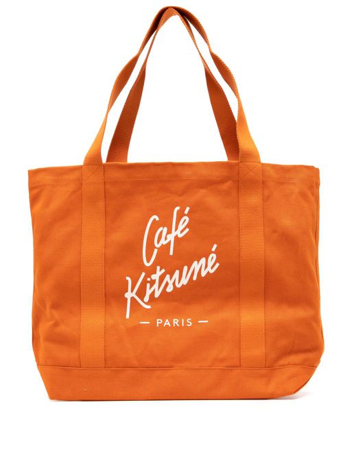CAFÉ KITSUNÉ 남성 logo print canvas tote bag - Orange CKNU05101WW9001