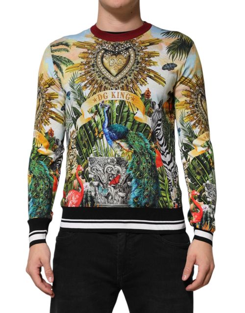 Tropical Heart Crown Silk Sweatshirt — Multicolor