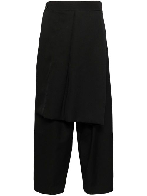 Wide-leg wool trousers - Black