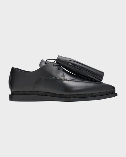 Tassel Leather Pointed-Toe Moccasins