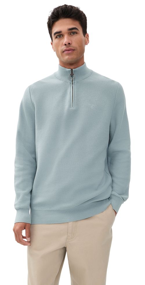 Essential Honeycomb Half Zip Sweater Slate