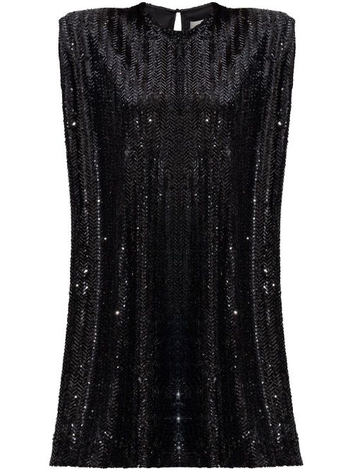 Sequinned mini dress - Black