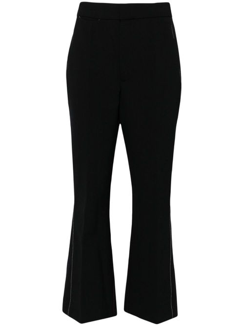 Contrast-stitching flared trousers - Black