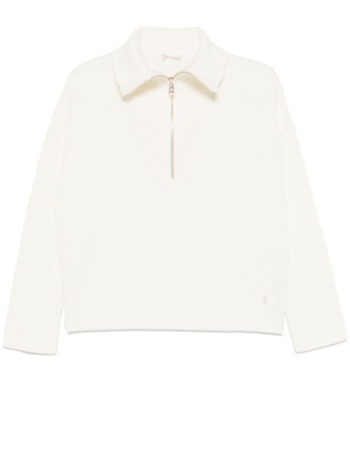 Zip-up wool sweater - White