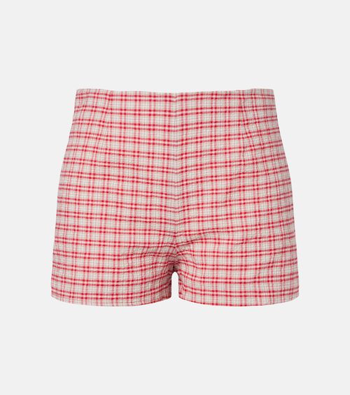 Lila checked cotton shorts