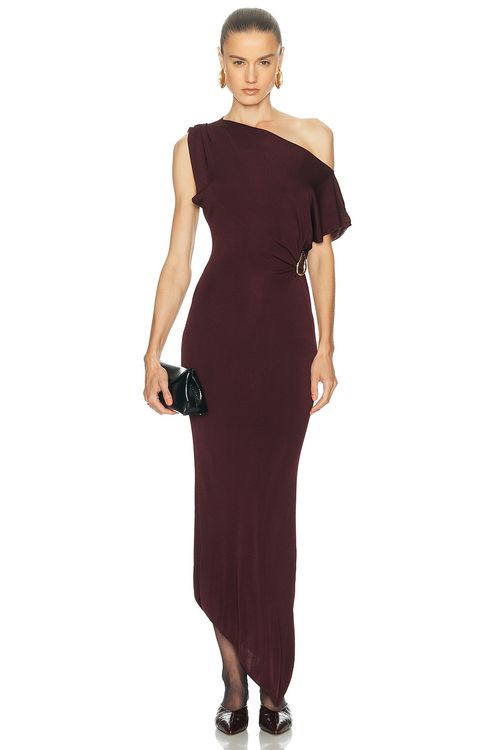 SRG Mehek Asymmetric Knit Dress in Oxblood - Burgundy. XXS also in L, M, S