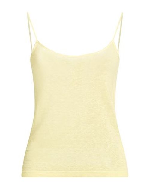 Woman Tank top Yellow Size S Linen, Elastane