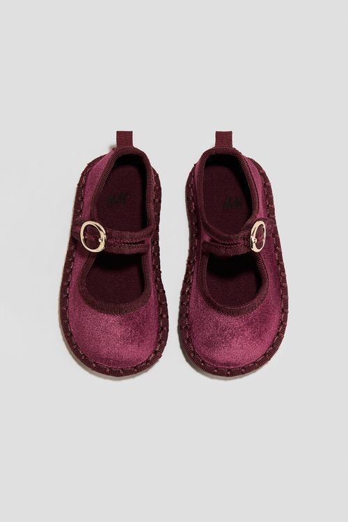 Velvet Ballet Flats - Dark Red