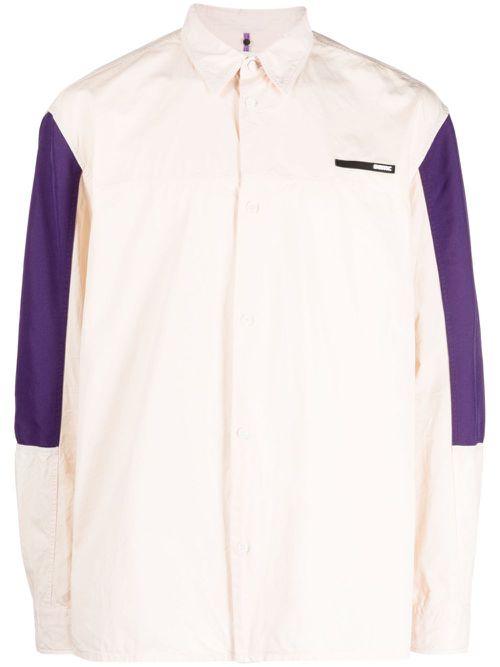 Logo-patch cotton shirt - Neutrals